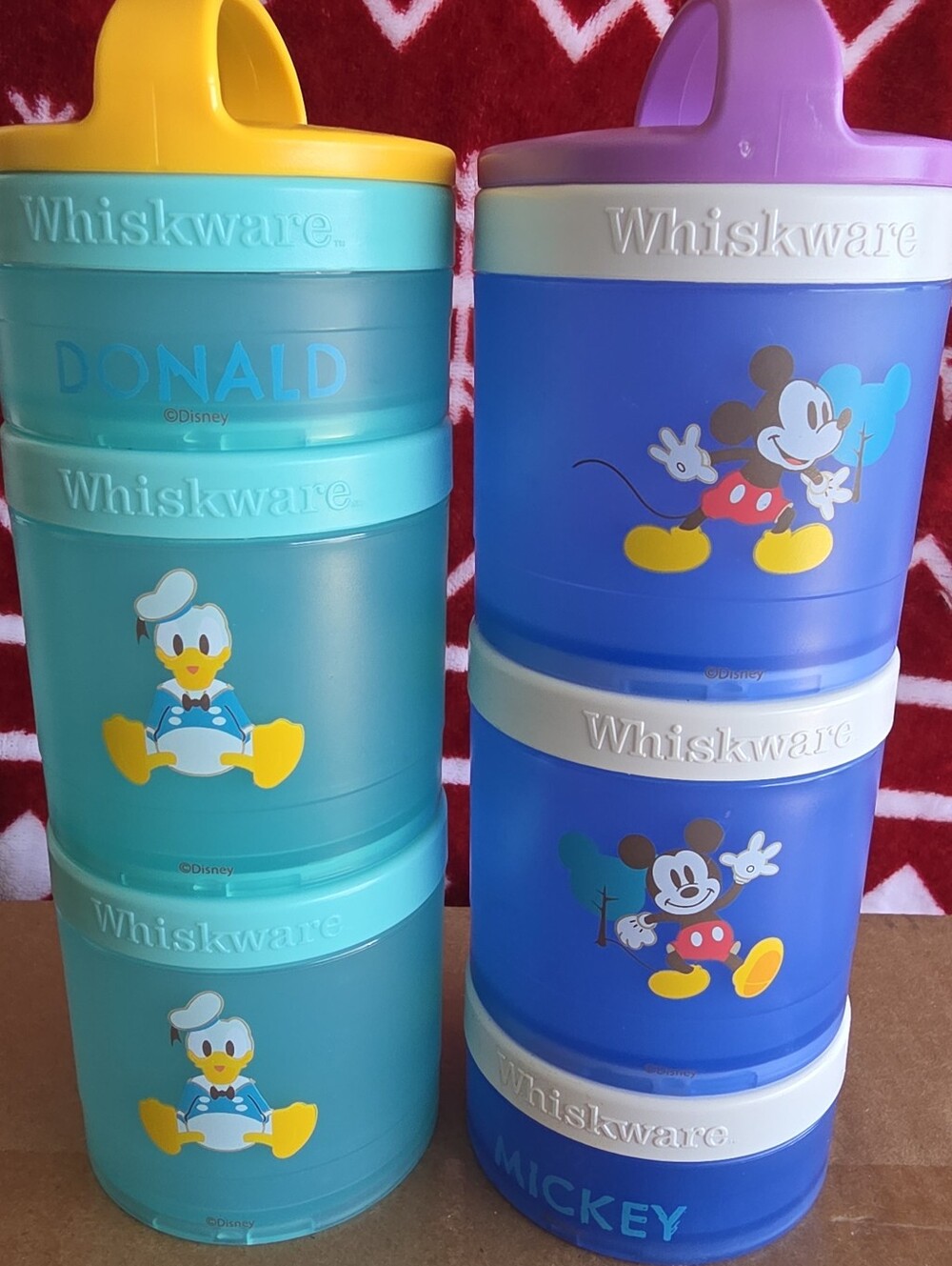 2 Whiskware Disney Donald Duck Mickey Stackable Snack Containers